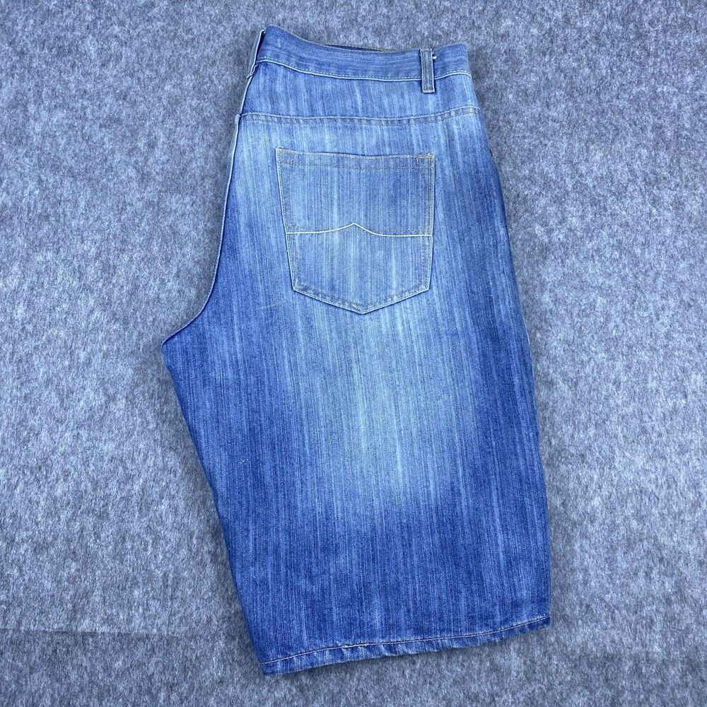 Vtg Avirex Men's Jean Shorts Baggy Wide Leg Medium Wash Blue Denim Y2K Size 40